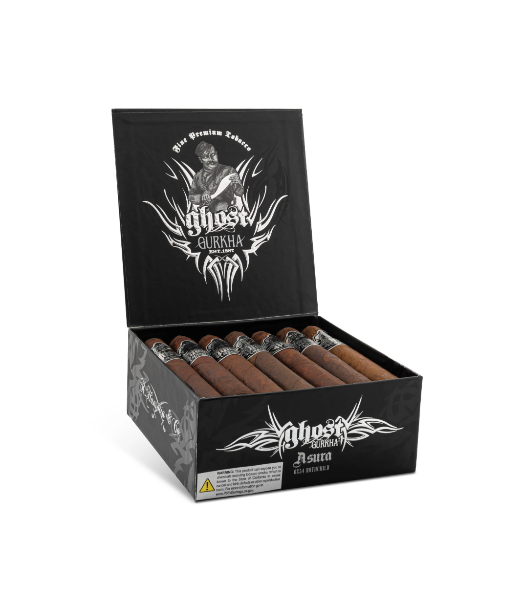 Gurkha Ghost Asura Cigar Box of 21 close-up from AuCigars, premium Cuban cigar