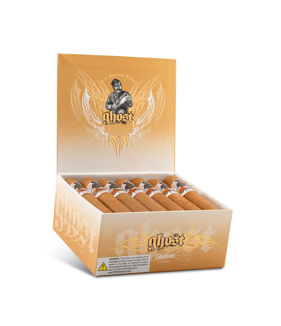 Gurkha Ghost Connecticut Shadow Cigar Box of 21 close-up from AuCigars, premium Cuban cigar