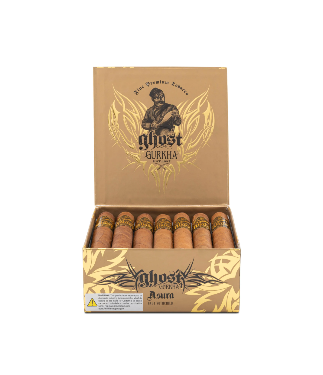 Gurkha Ghost Gold Asura Cigar Box View 3 from AuCigars, premium Cuban cigar