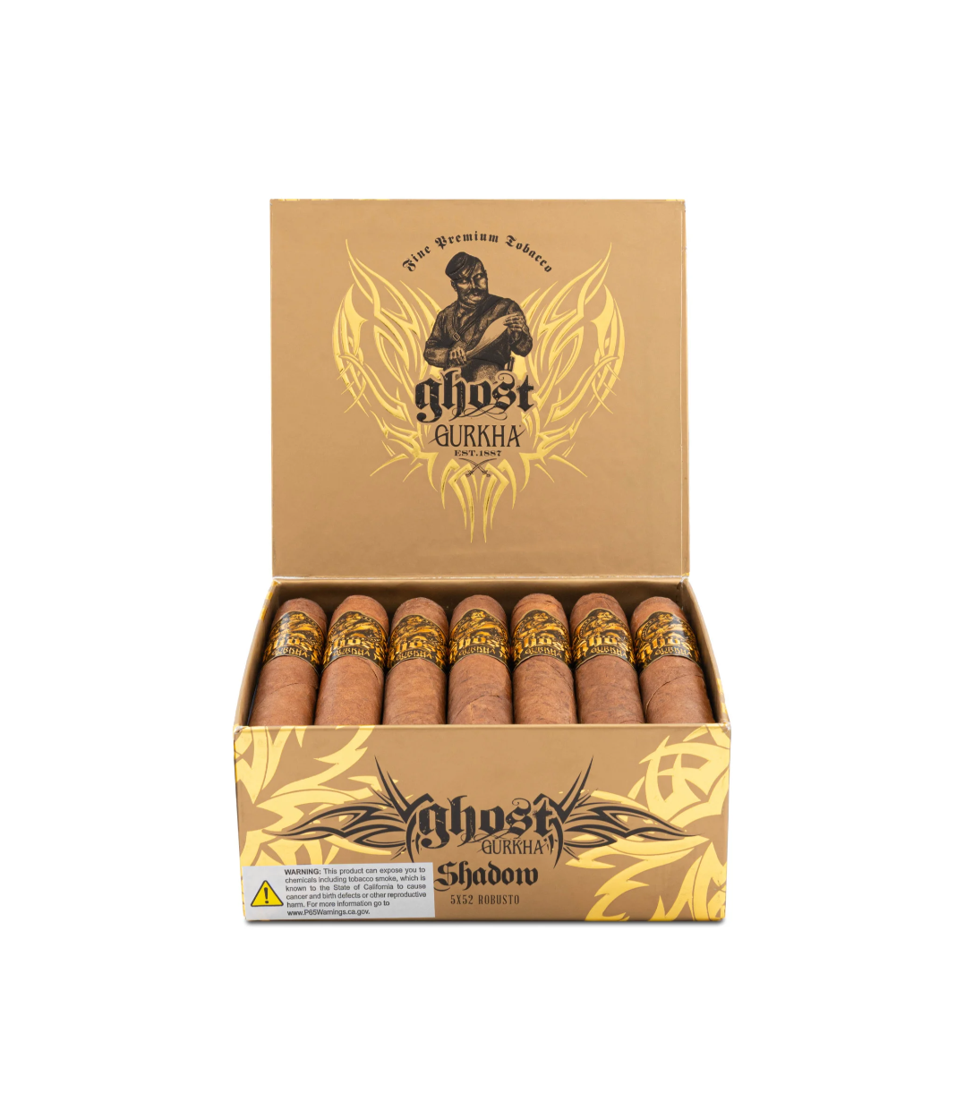 Gurkha Ghost Gold Shadow Cigar Box View 3 from AuCigars, premium Cuban cigar