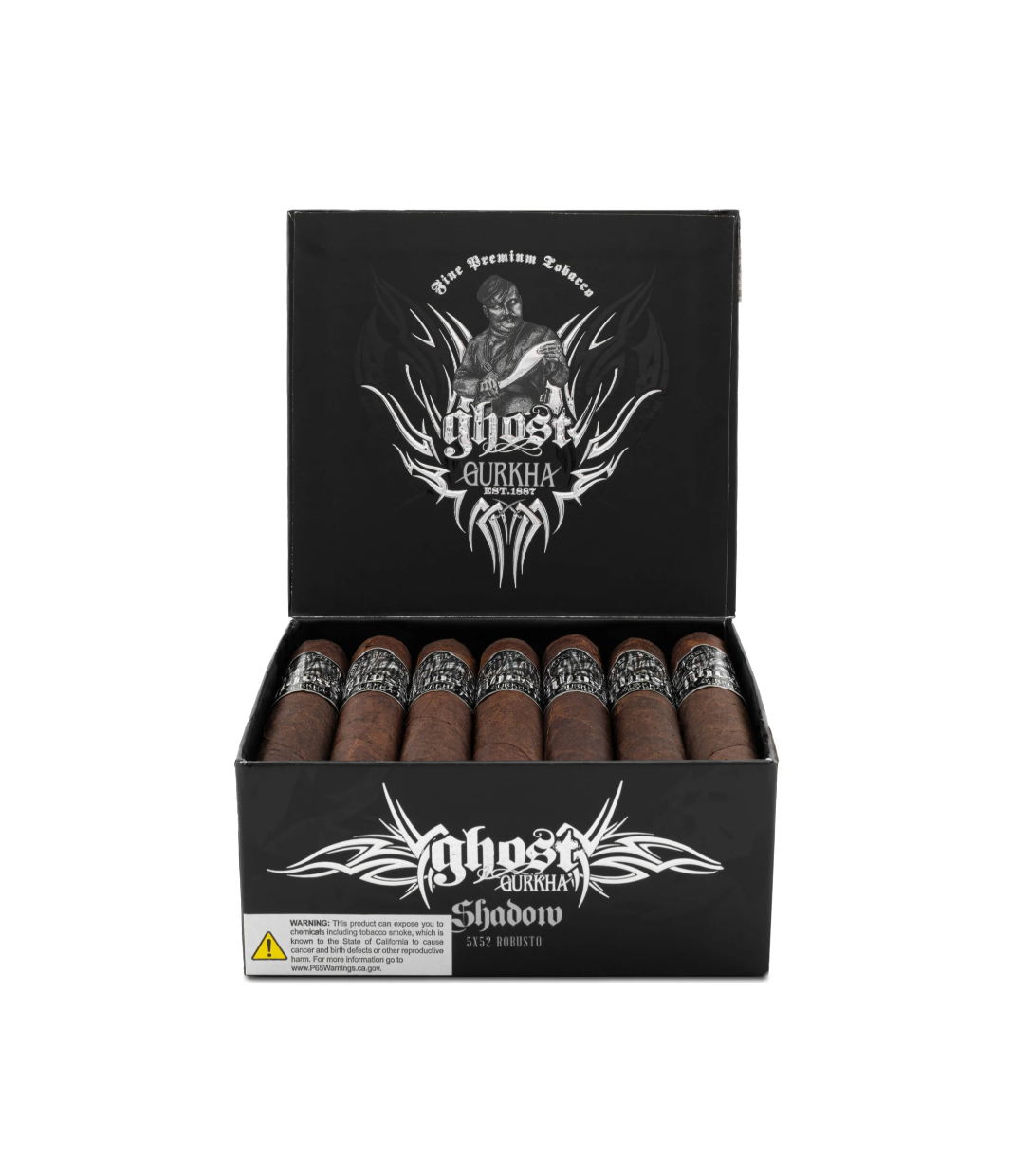 Gurkha Ghost Shadow Cigar Box View 3 from AuCigars, premium Cuban cigar
