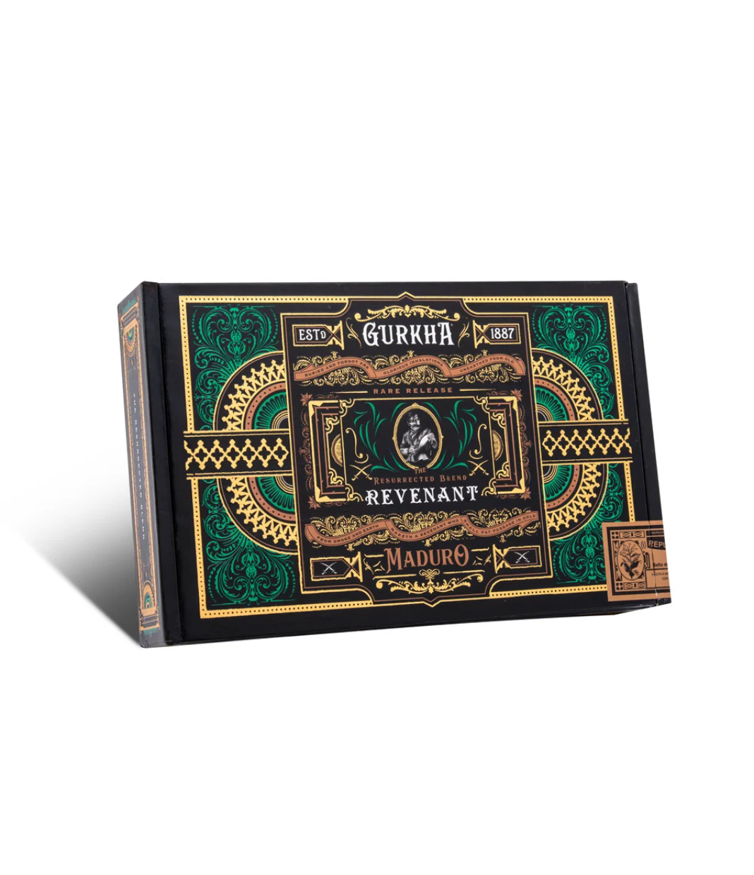 Gurkha Revenant Maduro Robusto Cigar Box View 2 from AuCigars, premium Cuban cigar
