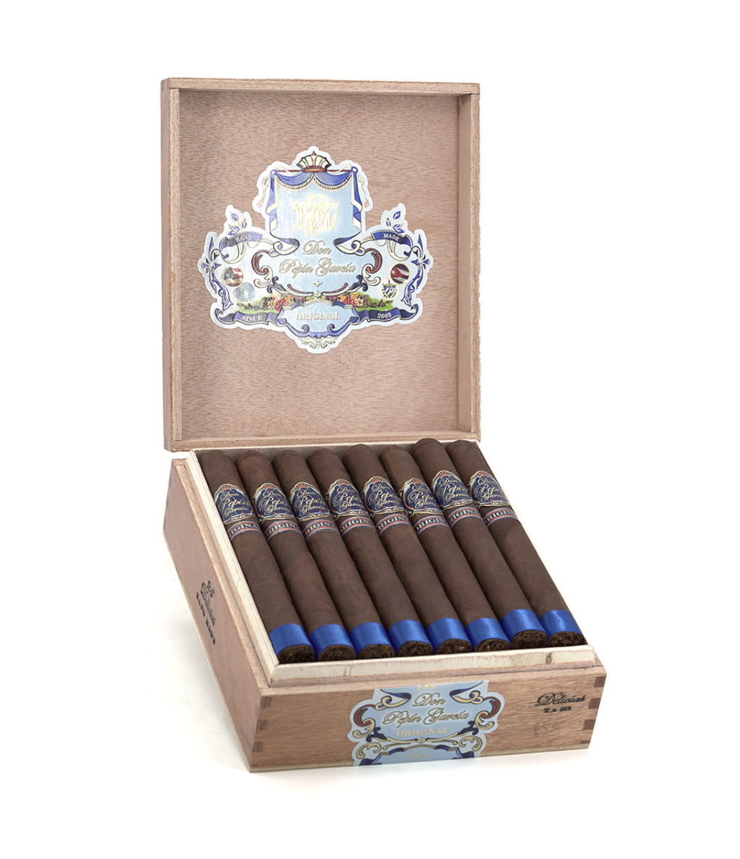 My Father Don Pepin Garcia Blue Delicias - Churchill Cigar Box of 24 close-up from AuCigars, premium Cuban cigar