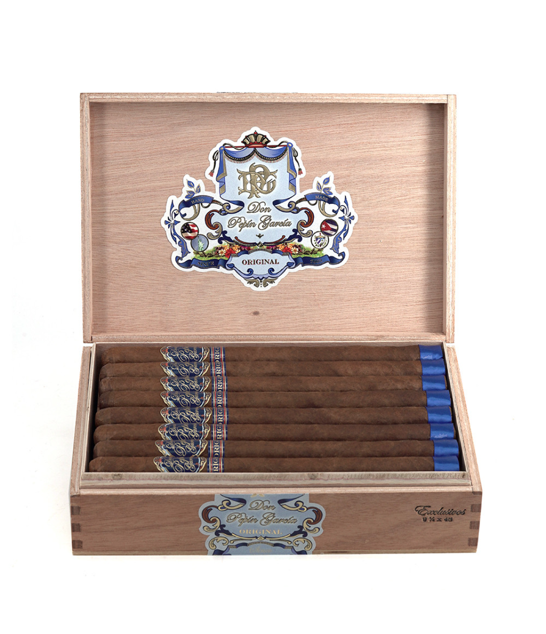 My Father Don Pepin Garcia Blue Exclusivos - Gran Corona Cigar Box View 2 from AuCigars, premium Cuban cigar