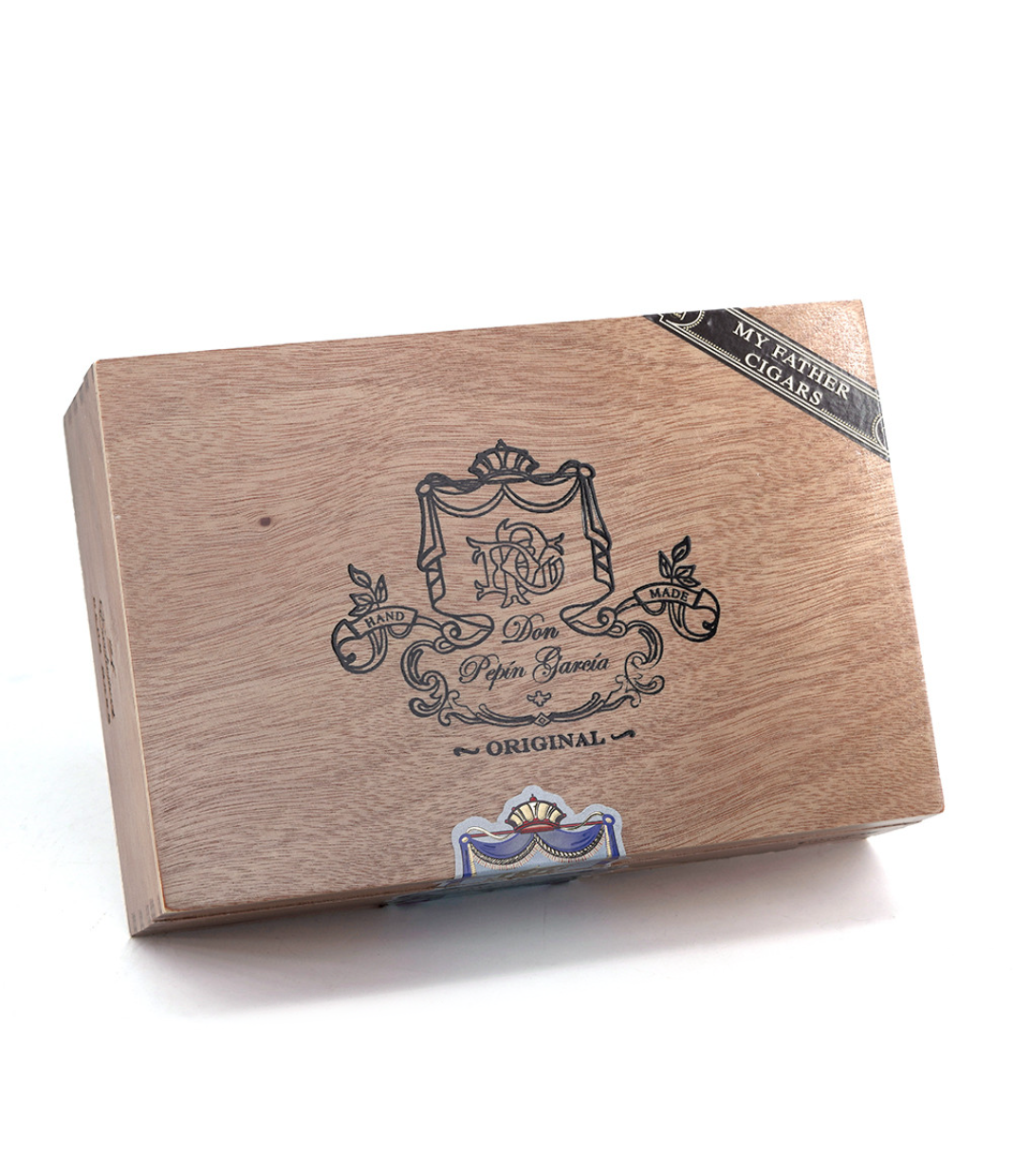 My Father Don Pepin Garcia Blue Exclusivos - Gran Corona Cigar Box View 3 from AuCigars, premium Cuban cigar