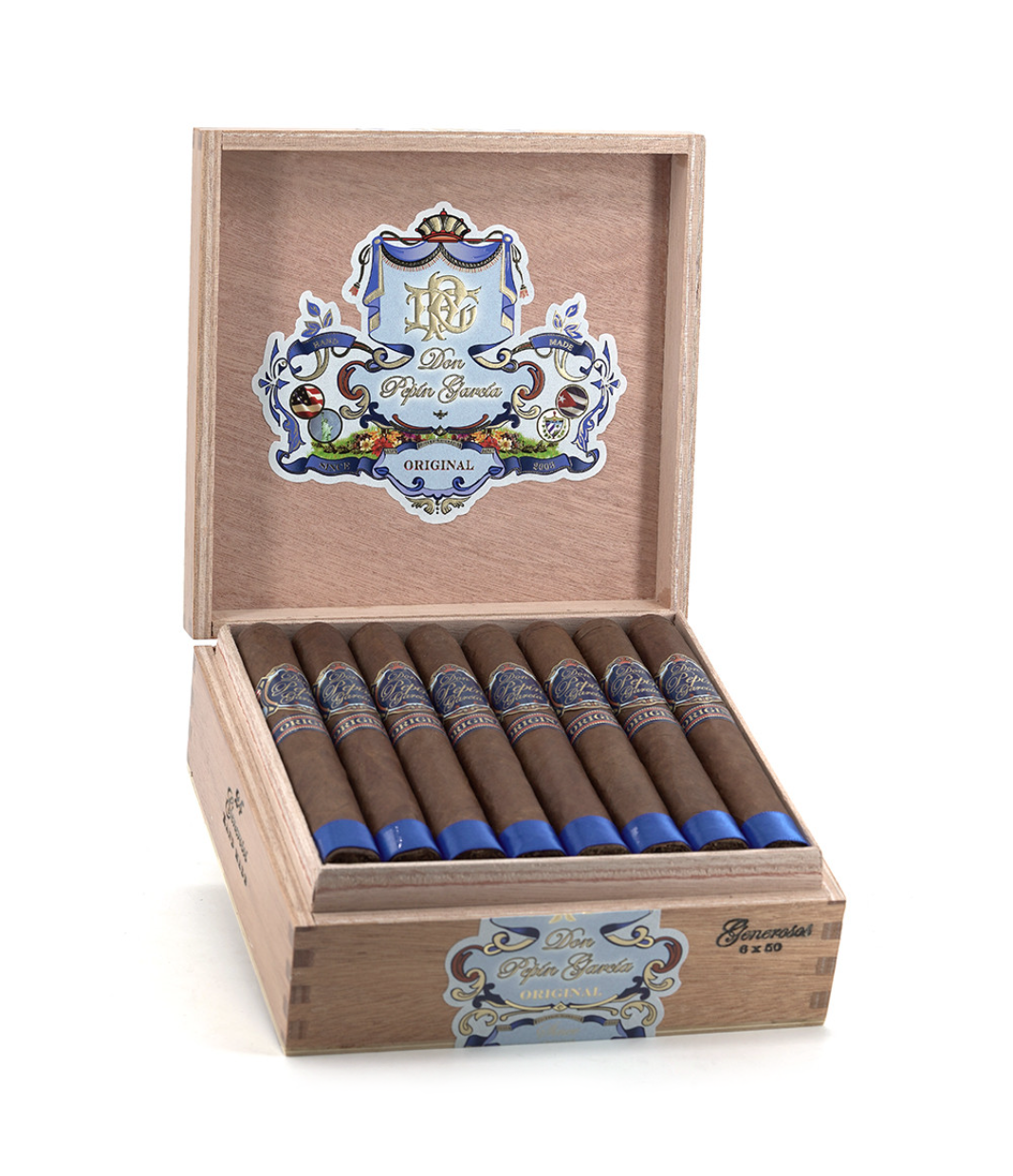 My Father Don Pepin Garcia Blue Generosos - Toro Cigar Box of 24 close-up from AuCigars, premium Cuban cigar