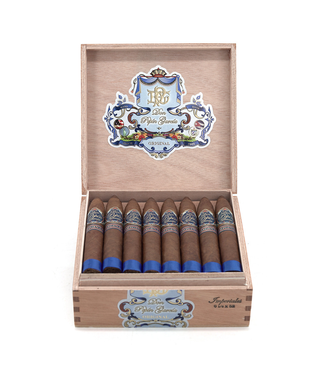 My Father Don Pepin Garcia Blue Imperiales - Torpedo Cigar Box View 2 from AuCigars, premium Cuban cigar