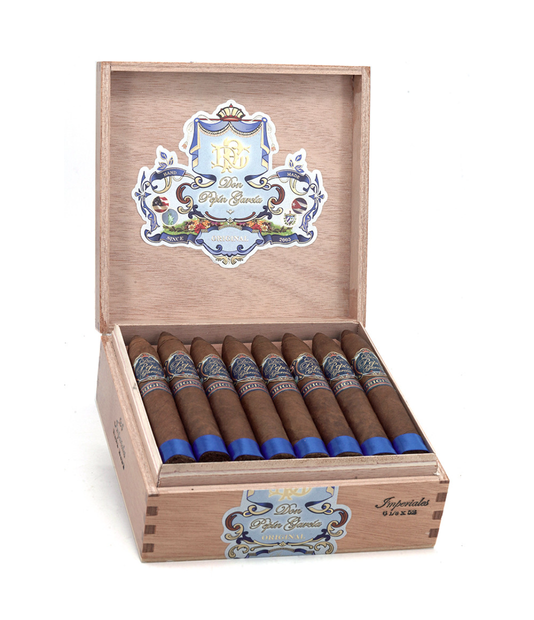 My Father Don Pepin Garcia Blue Imperiales - Torpedo Cigar Box of 24 close-up from AuCigars, premium Cuban cigar