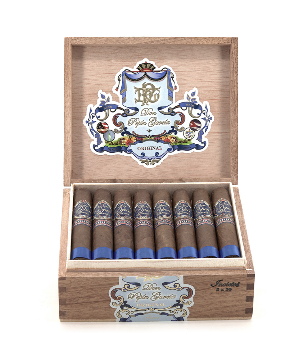 My Father Don Pepin Garcia Blue Invictos - Robusto Cigar Box View 2 from AuCigars, premium Cuban cigar
