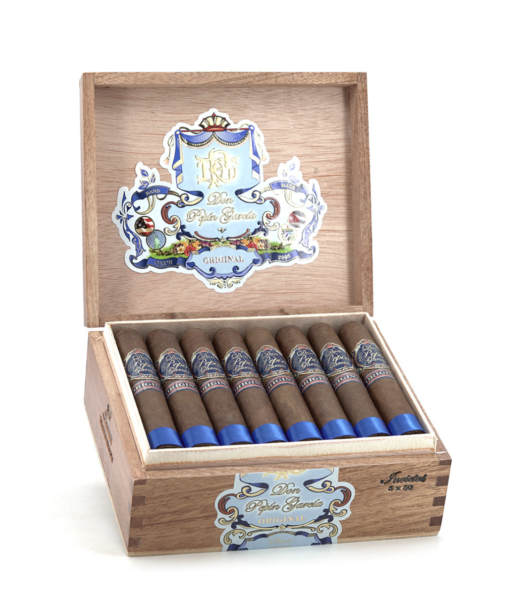 My Father Don Pepin Garcia Blue Invictos - Robusto Cigar Box of 24 close-up from AuCigars, premium Cuban cigar