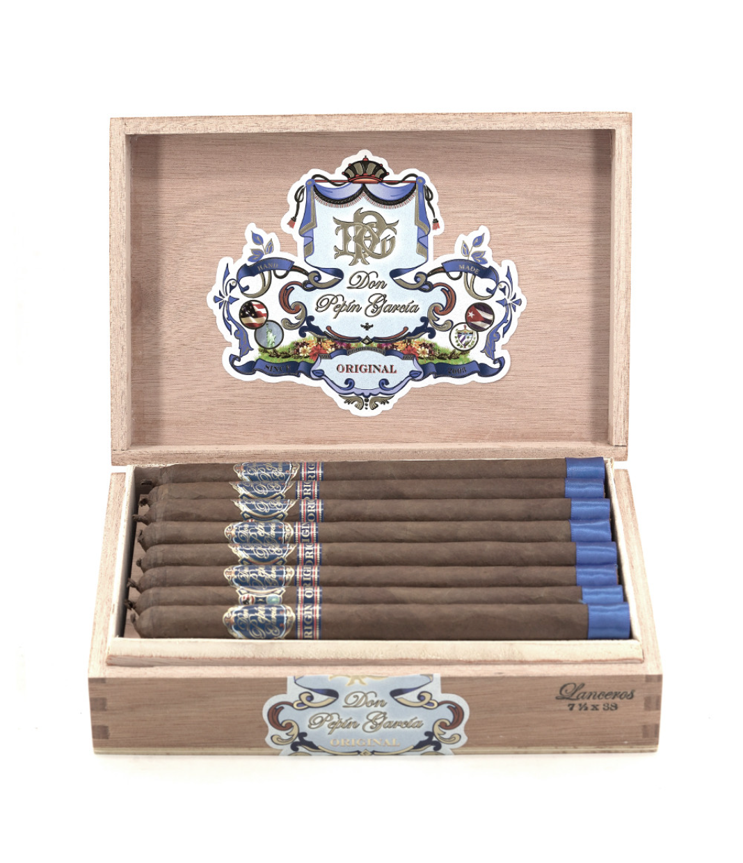 My Father Don Pepin Garcia Blue Lanceros Cigar Box View 2 from AuCigars, premium Cuban cigar