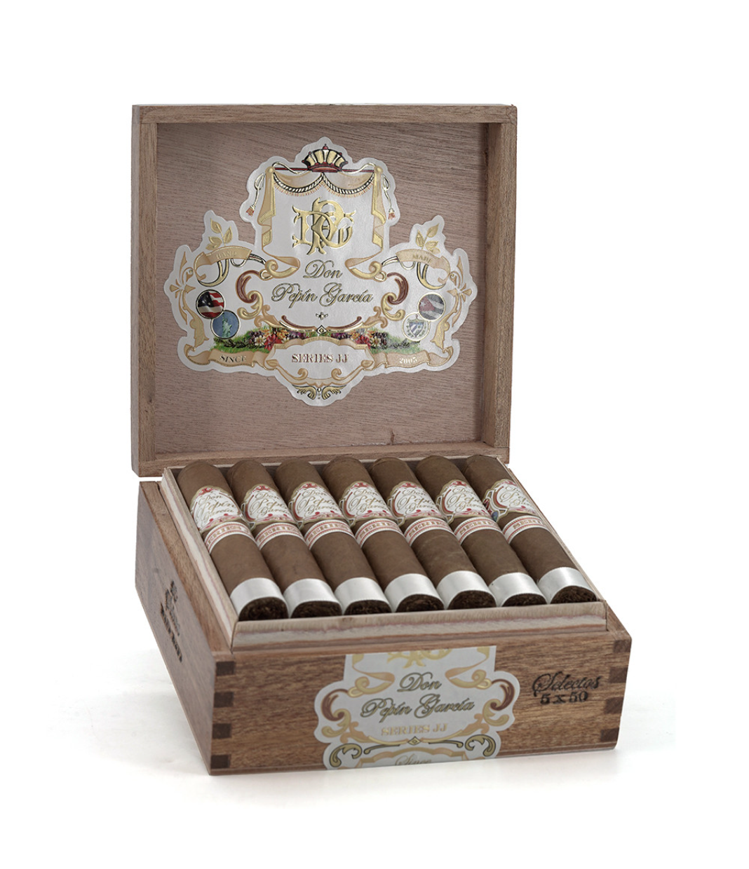 My Father Don Pepin Garcia Serie JJ Selectos Cigar Box of 20 close-up from AuCigars, premium Cuban cigar