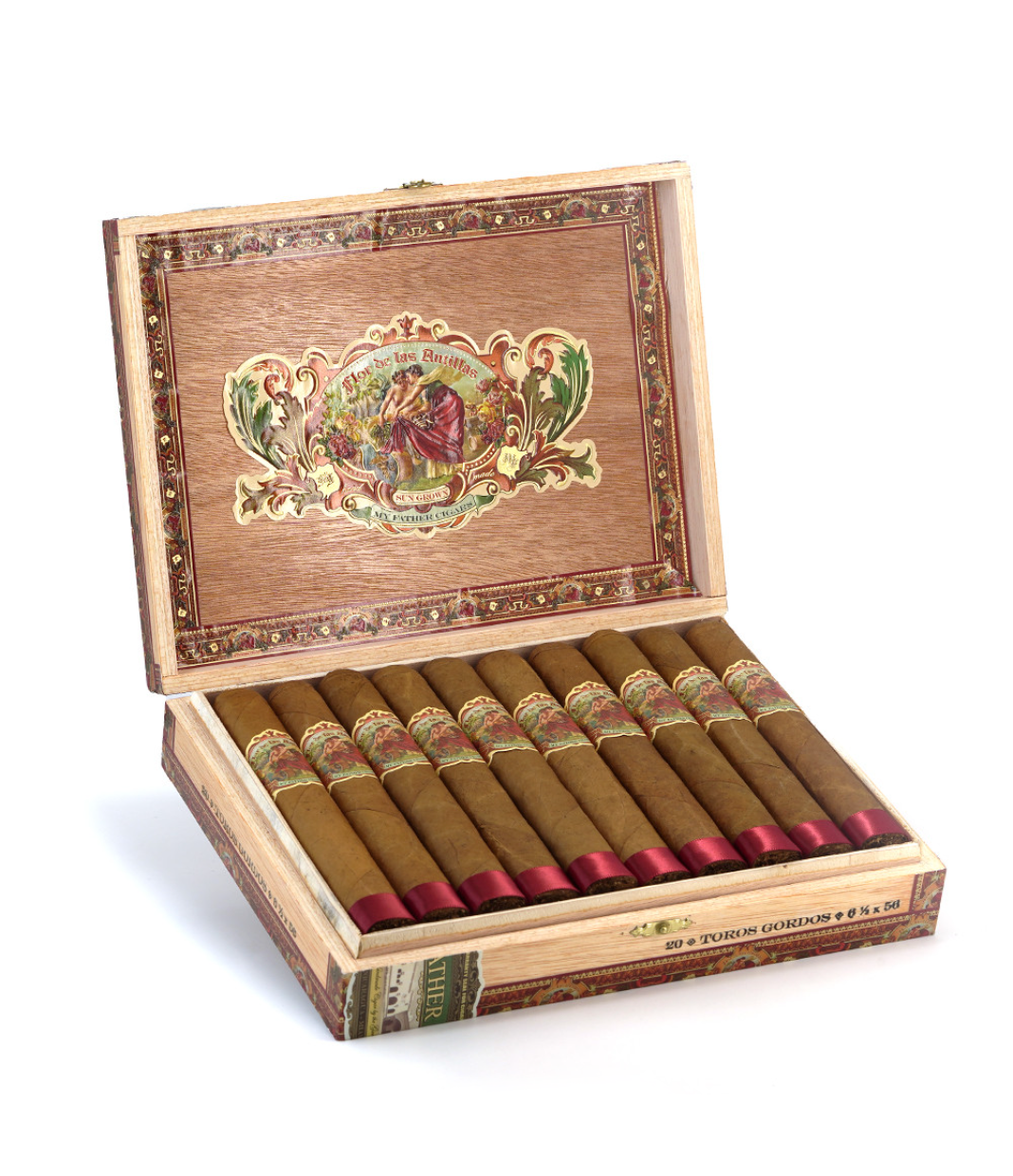 My Father Flor De Las Antillas Toro Gordo Cigar Box of 20 close-up from AuCigars, premium Cuban cigar