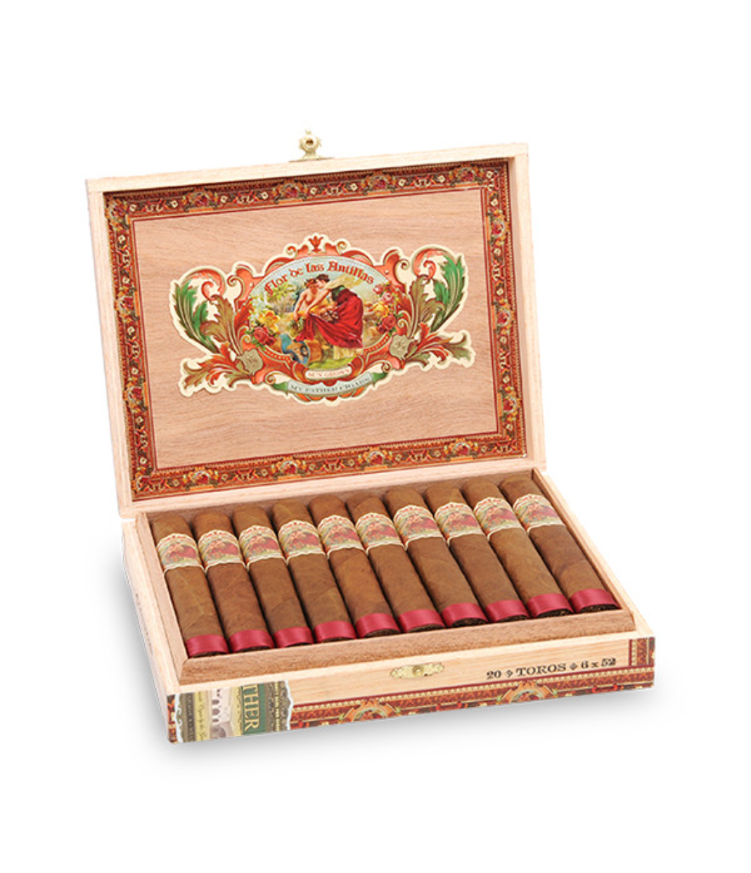 My Father Flor De Las Antillas Toros Cigar Box of 20 close-up from AuCigars, premium Cuban cigar