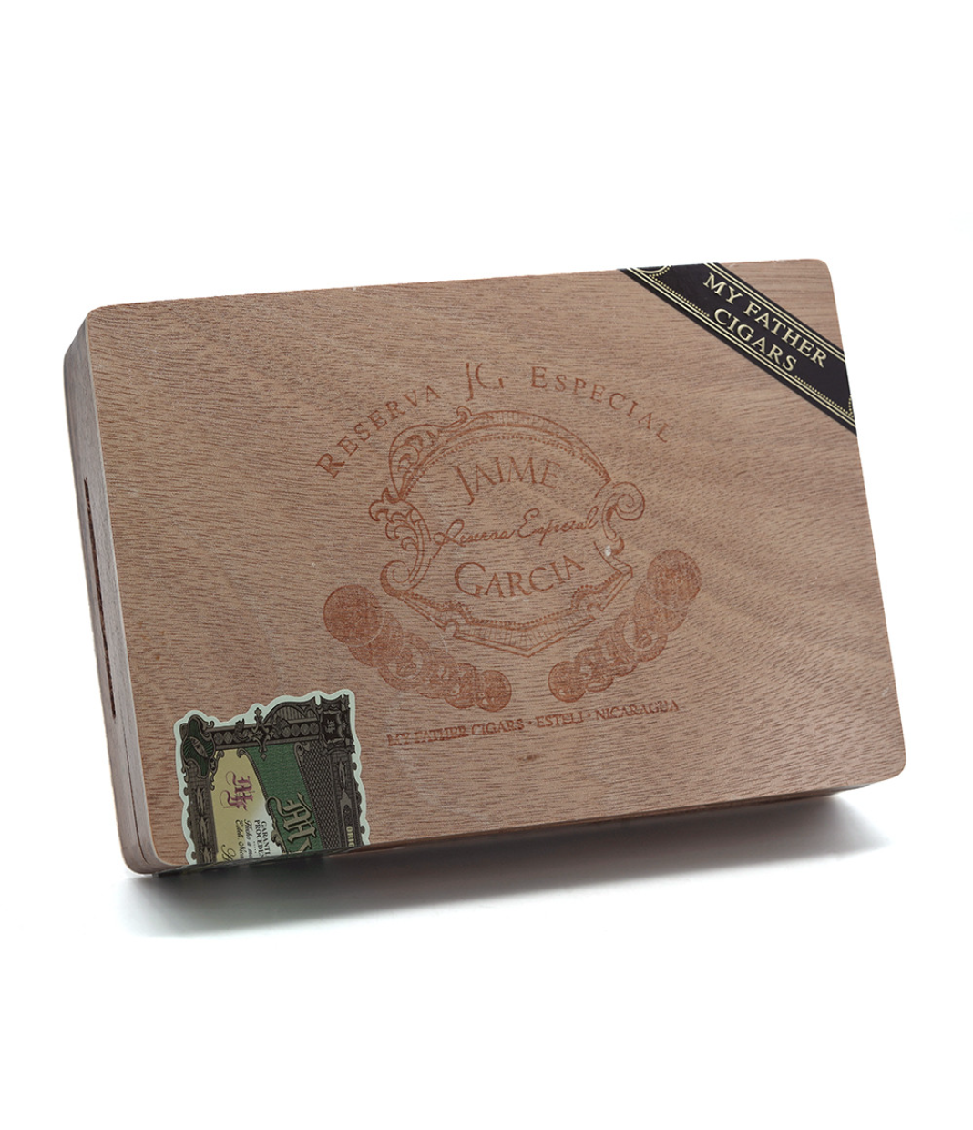 My Father Jaime Garcia Reserva Especial Robusto Cigar Box View 3 from AuCigars, premium Cuban cigar