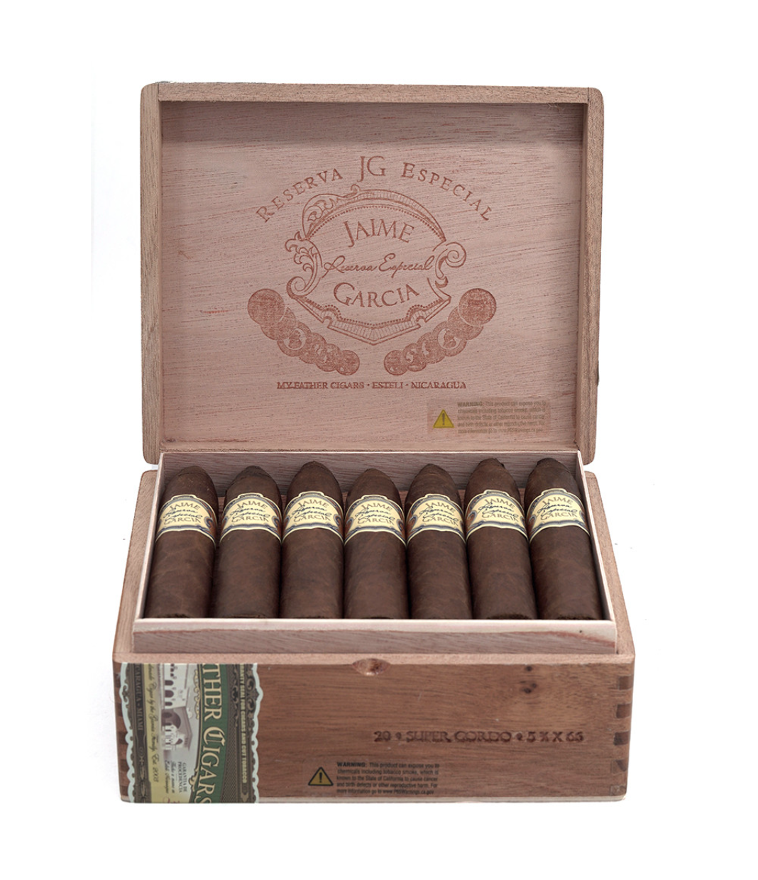 My Father Jaime Garcia Reserva Especial Super Gordo Cigar Box View 2 from AuCigars, premium Cuban cigar