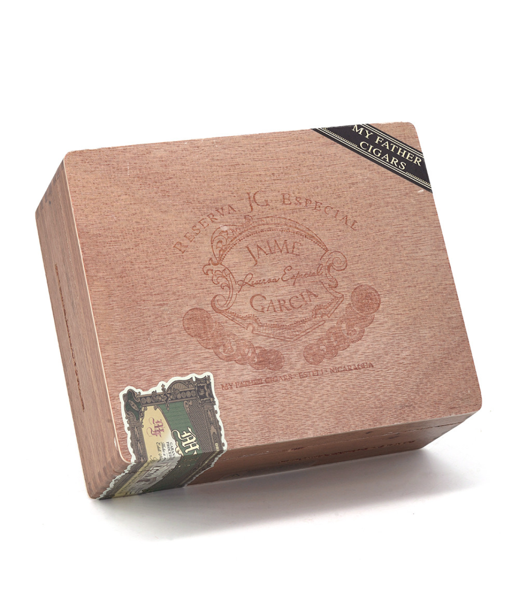 My Father Jaime Garcia Reserva Especial Super Gordo Cigar Box View 3 from AuCigars, premium Cuban cigar