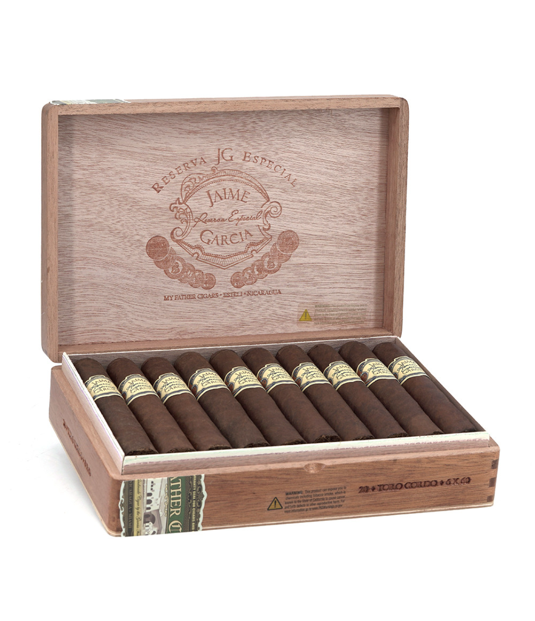 My Father Jaime Garcia Reserva Especial Toro Gordo Cigar Box of 20 close-up from AuCigars, premium Cuban cigar