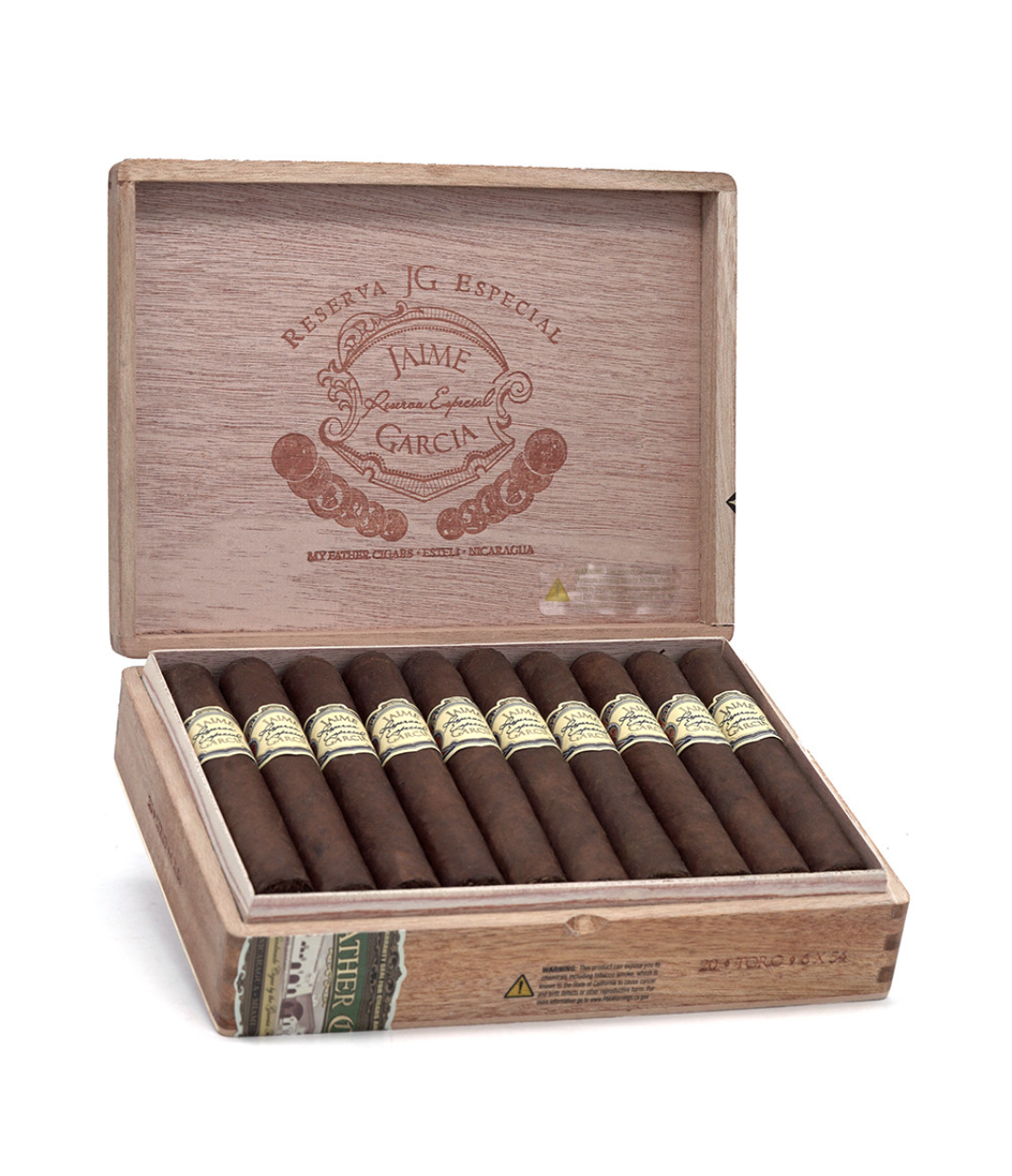 My Father Jaime Garcia Reserva Especial Toro Cigar Box of 20 close-up from AuCigars, premium Cuban cigar