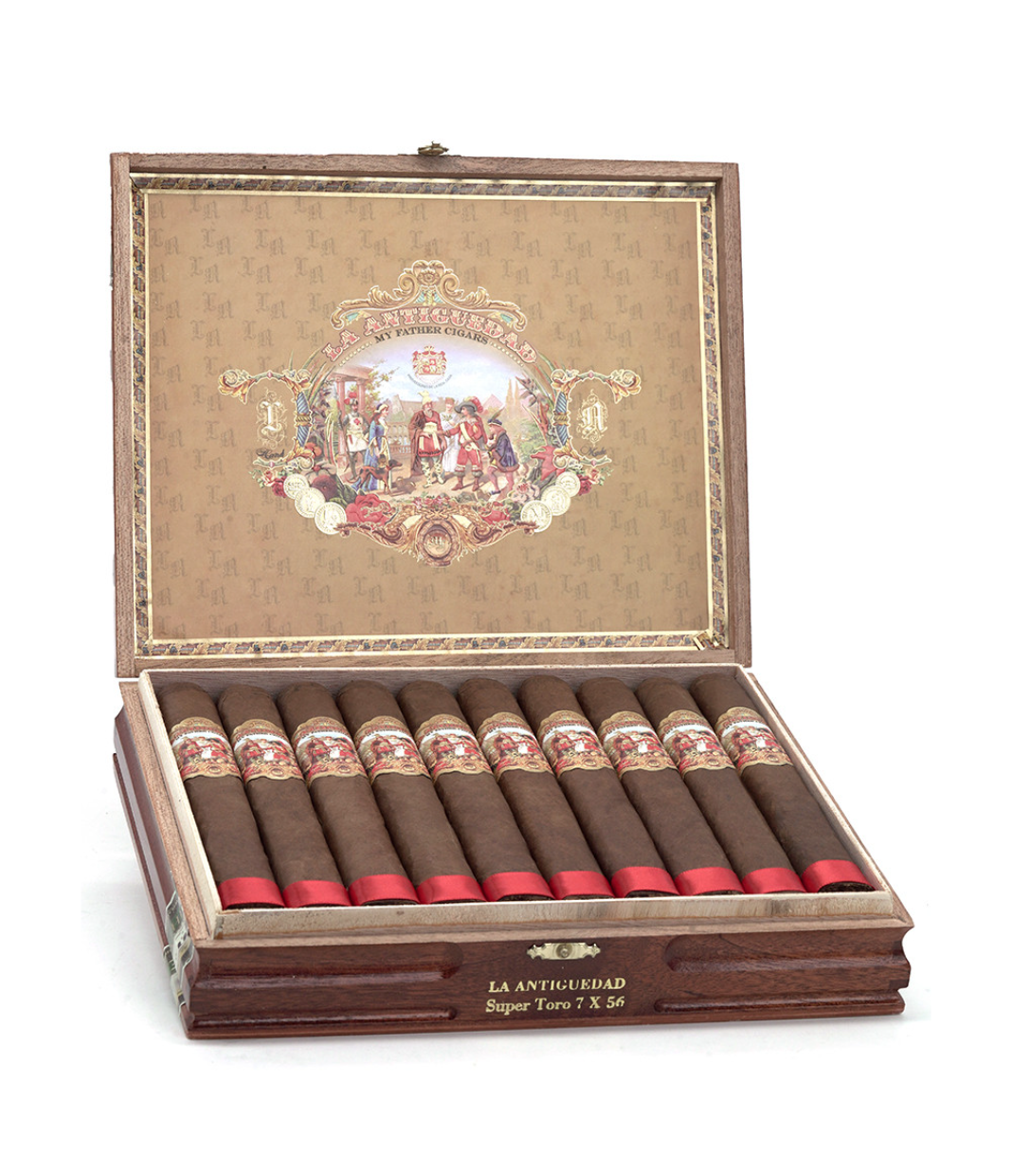 My Father La Antiguedad Super Toro Cigar Box of 20 close-up from AuCigars, premium Cuban cigar