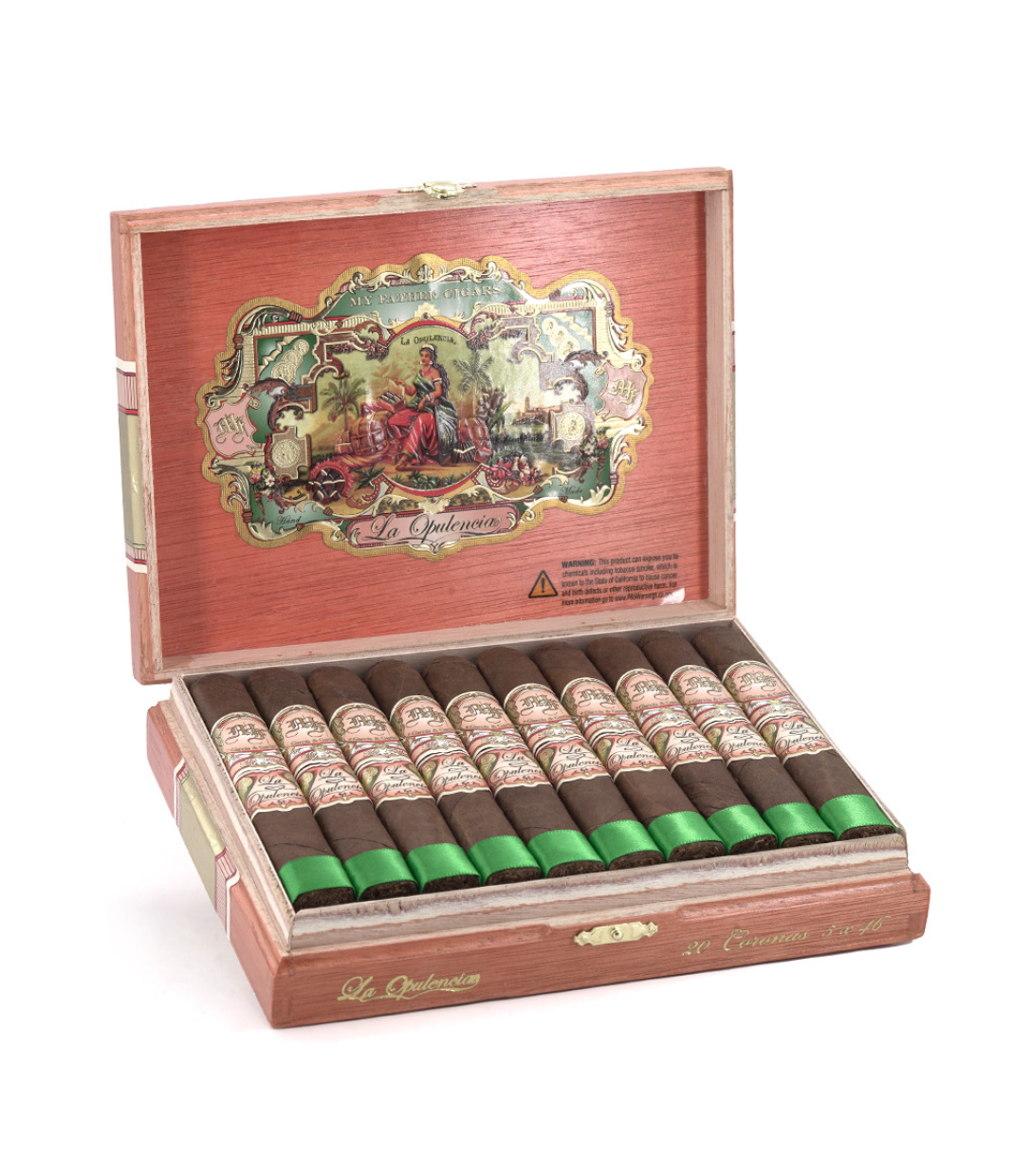 My Father La Opulencia Box Pressed Corona Cigar Box of 20 close-up from AuCigars, premium Cuban cigar
