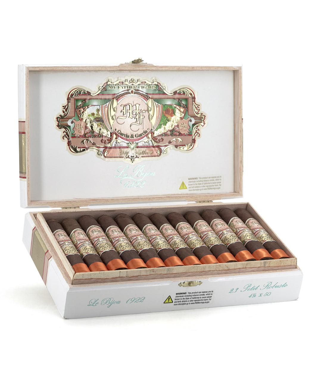 My Father Le Bijou 1922 Petit Robusto Cigar Box of 23 close-up from AuCigars, premium Cuban cigar