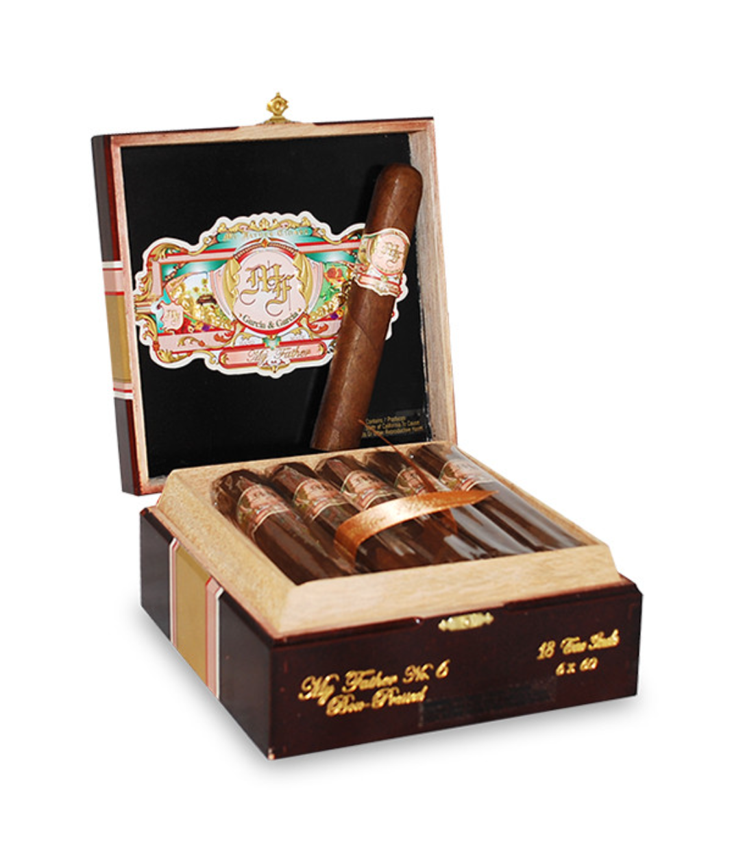 My Father No.6 Toro Gordo Box Pressed Cigar Box of 18 close-up from AuCigars, premium Cuban cigar