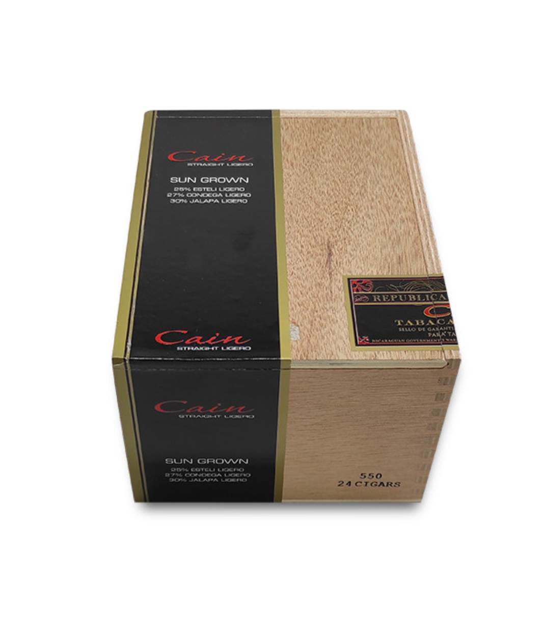 Oliva Cain F550 Sun Grown Robusto Cigar Box View 2 from AuCigars, premium Cuban cigar