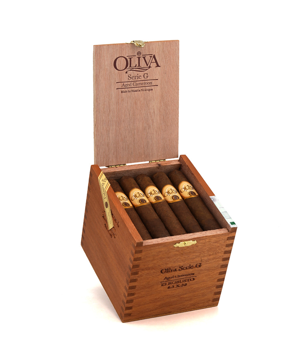Oliva Serie G Robusto Round Cigar Box of 25 close-up from AuCigars, premium Cuban cigar