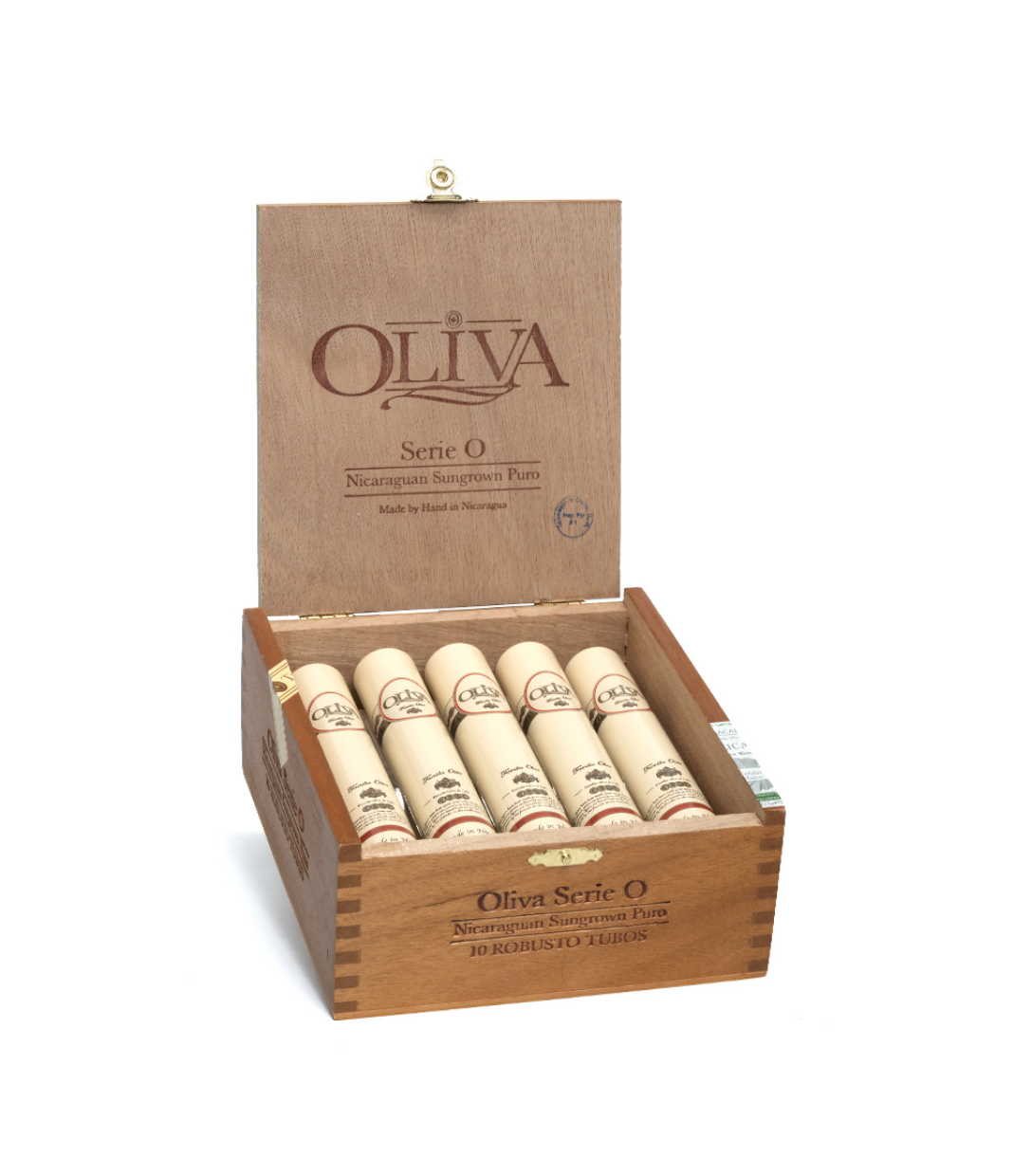 Oliva Serie O Robusto Tubo Cigar Box of 10 close-up from AuCigars, premium Cuban cigar
