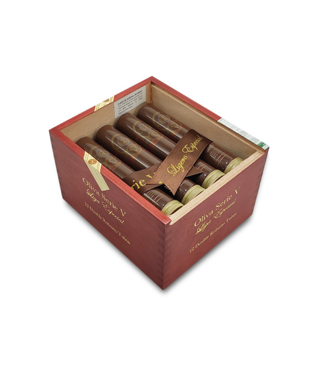Oliva Serie V Double Robusto Tubos Cigar Box of 12 close-up from AuCigars, premium Cuban cigar
