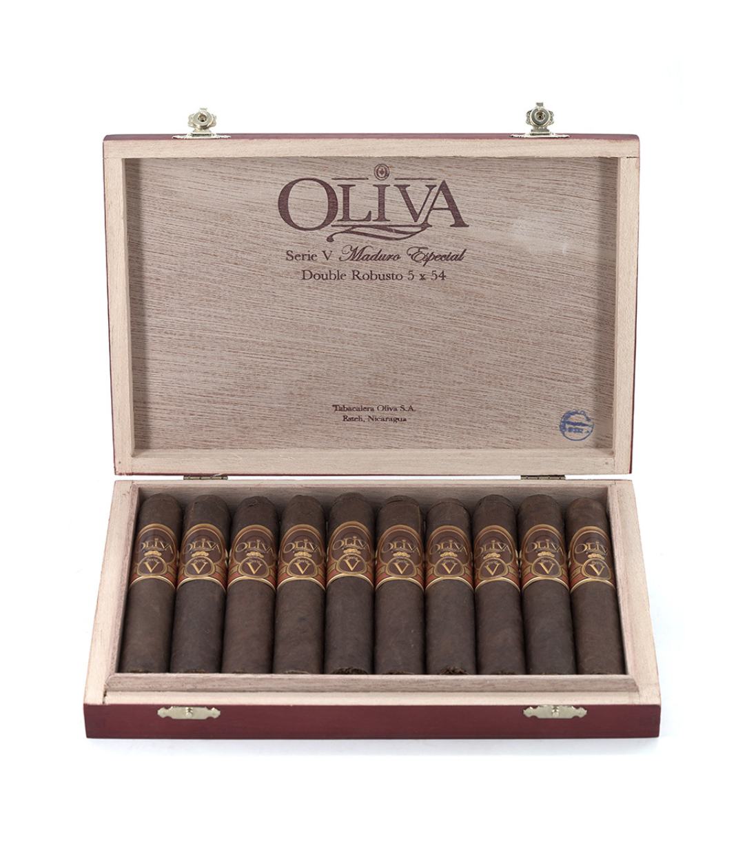Oliva Serie V Maduro Double Robusto Cigar Box View 2 from AuCigars, premium Cuban cigar