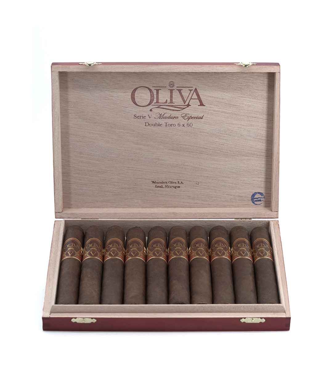 Oliva Serie V Maduro Double Toro Cigar Box View 2 from AuCigars, premium Cuban cigar