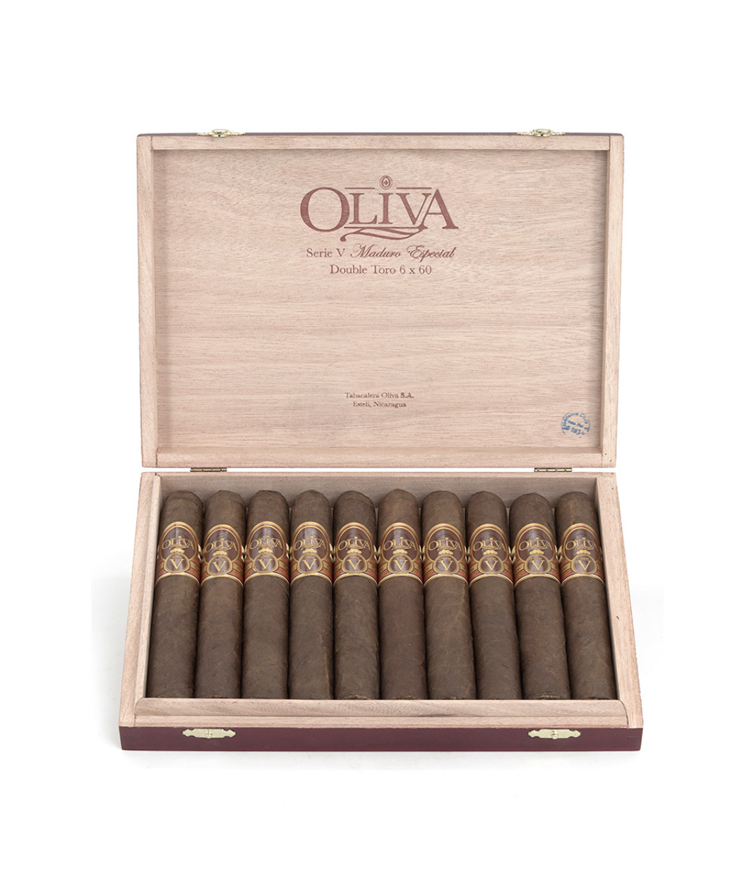 Oliva Serie V Maduro Especial Double Toro Cigar Box View 2 from AuCigars, premium Cuban cigar