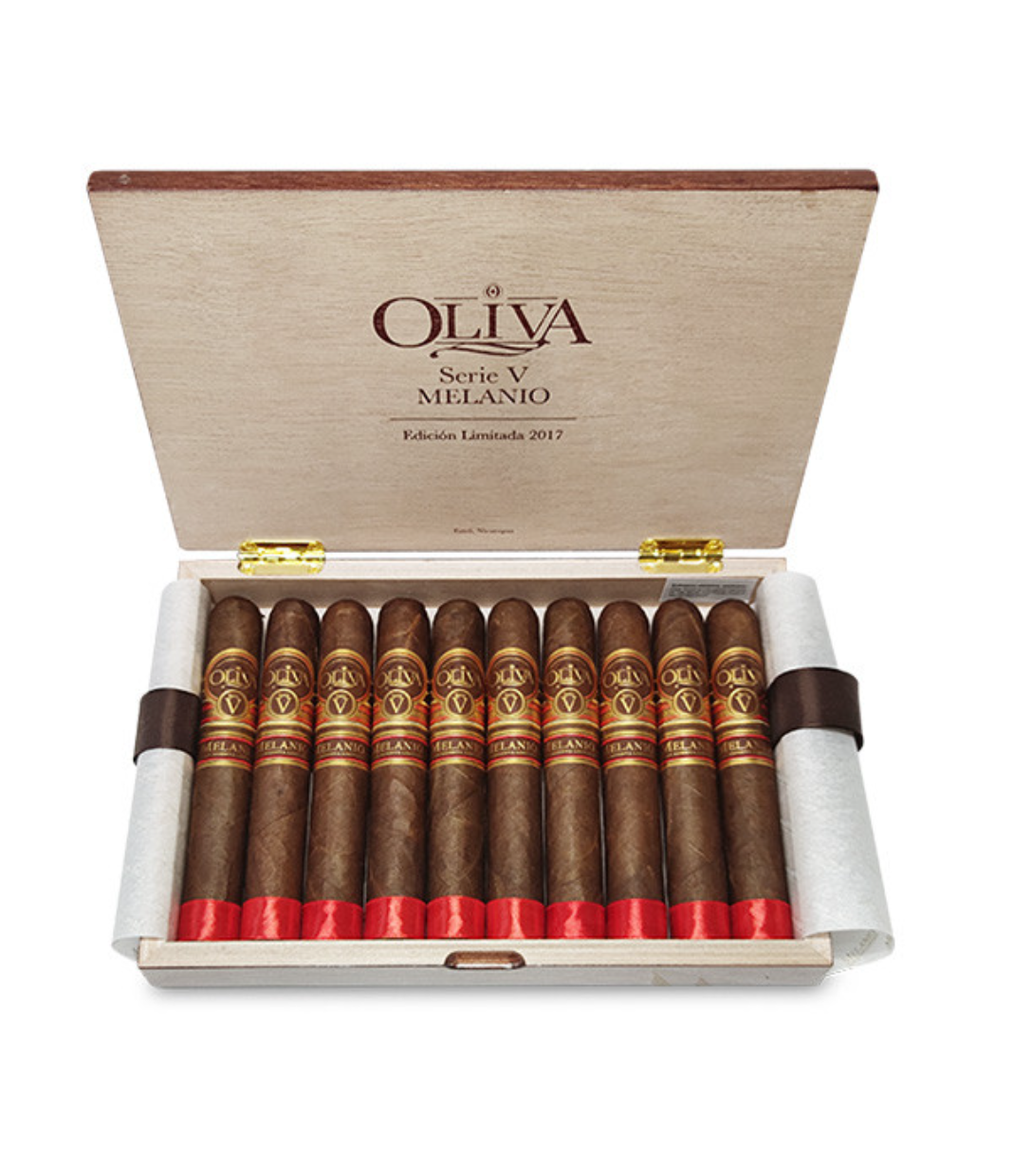 Oliva Serie V Melanio 2017 Limited Edition Cigar Box of 10 close-up from AuCigars, premium Cuban cigar
