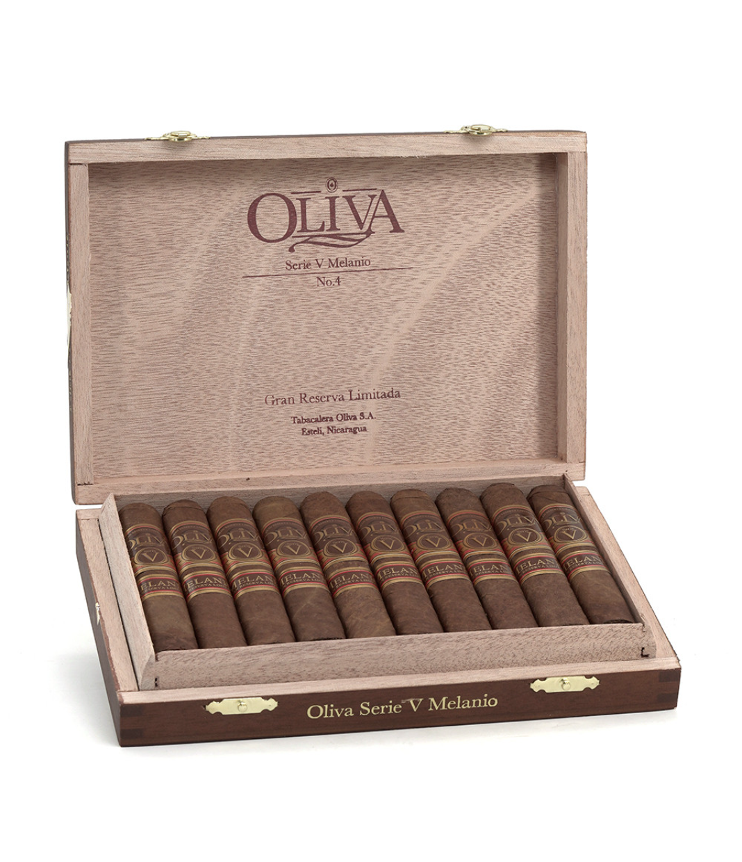 Oliva Serie V Melanio Petit Corona No.4 Cigar Box of 10 close-up from AuCigars, premium Cuban cigar