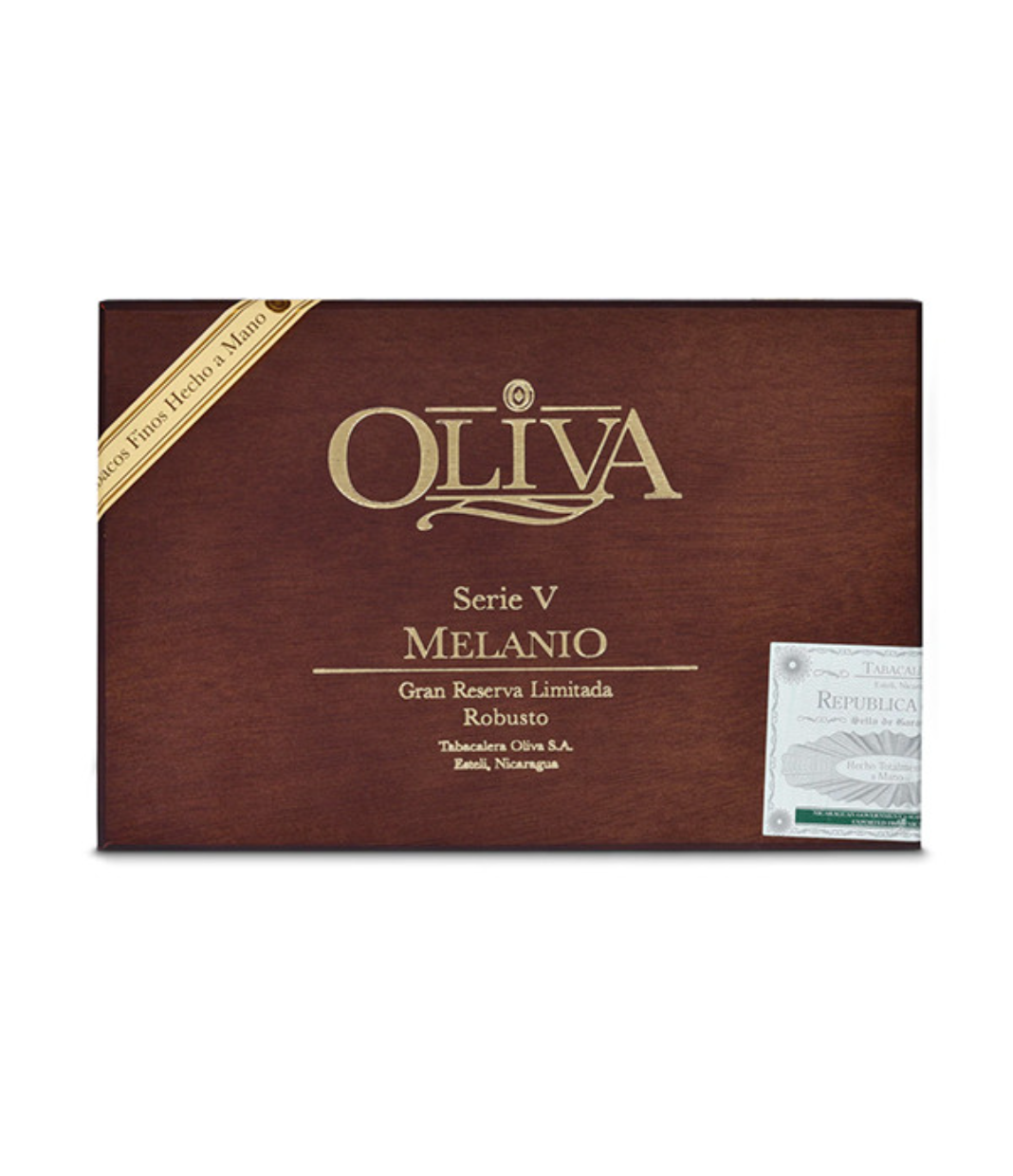 Oliva Serie V Melanio Robusto Cigar Box View 2 from AuCigars, premium Cuban cigar