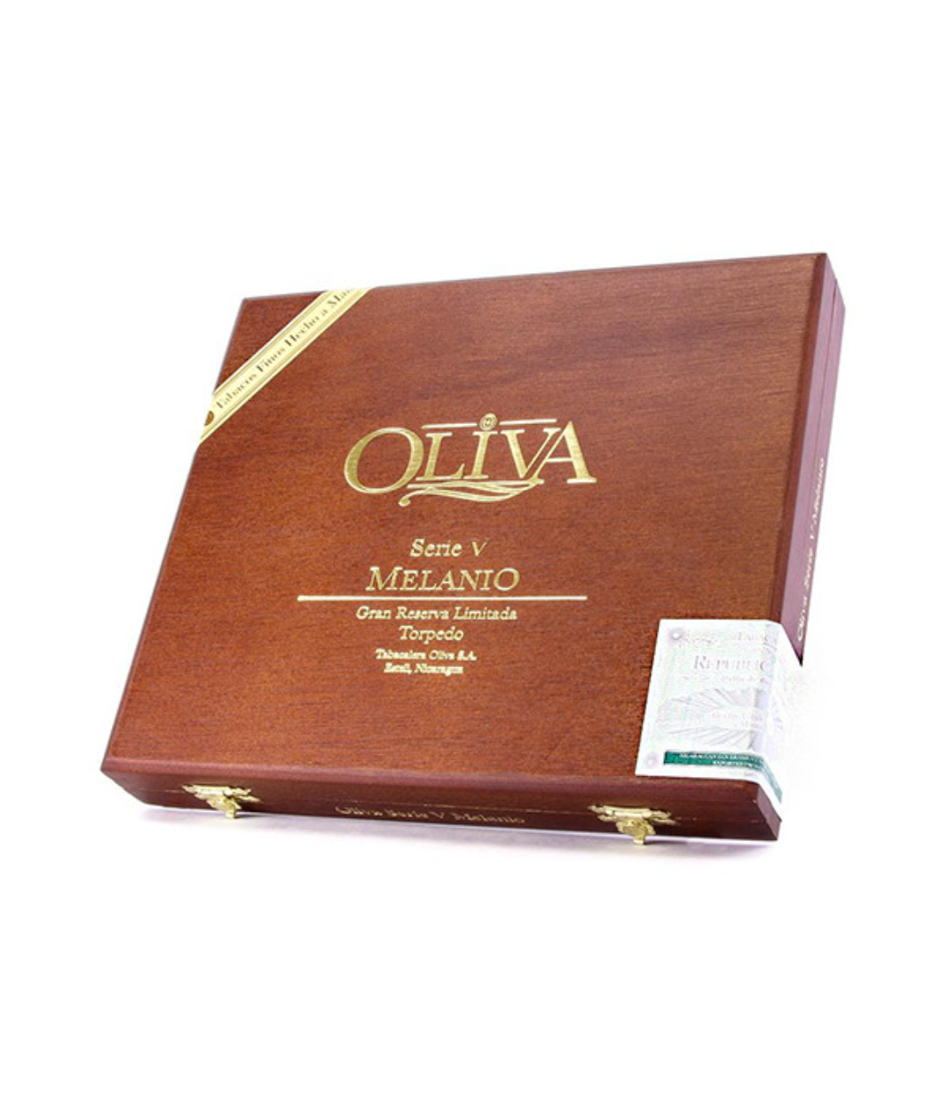 Oliva Serie V Melanio Torpedo Cigar Box View 2 from AuCigars, premium Cuban cigar
