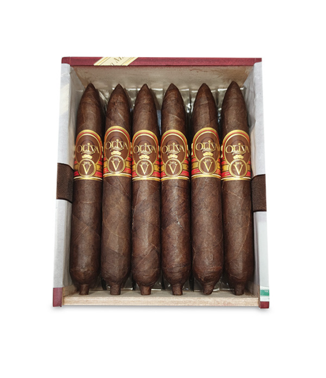 Oliva Serie V Special Figurado Cigar Box of 24 close-up from AuCigars, premium Cuban cigar