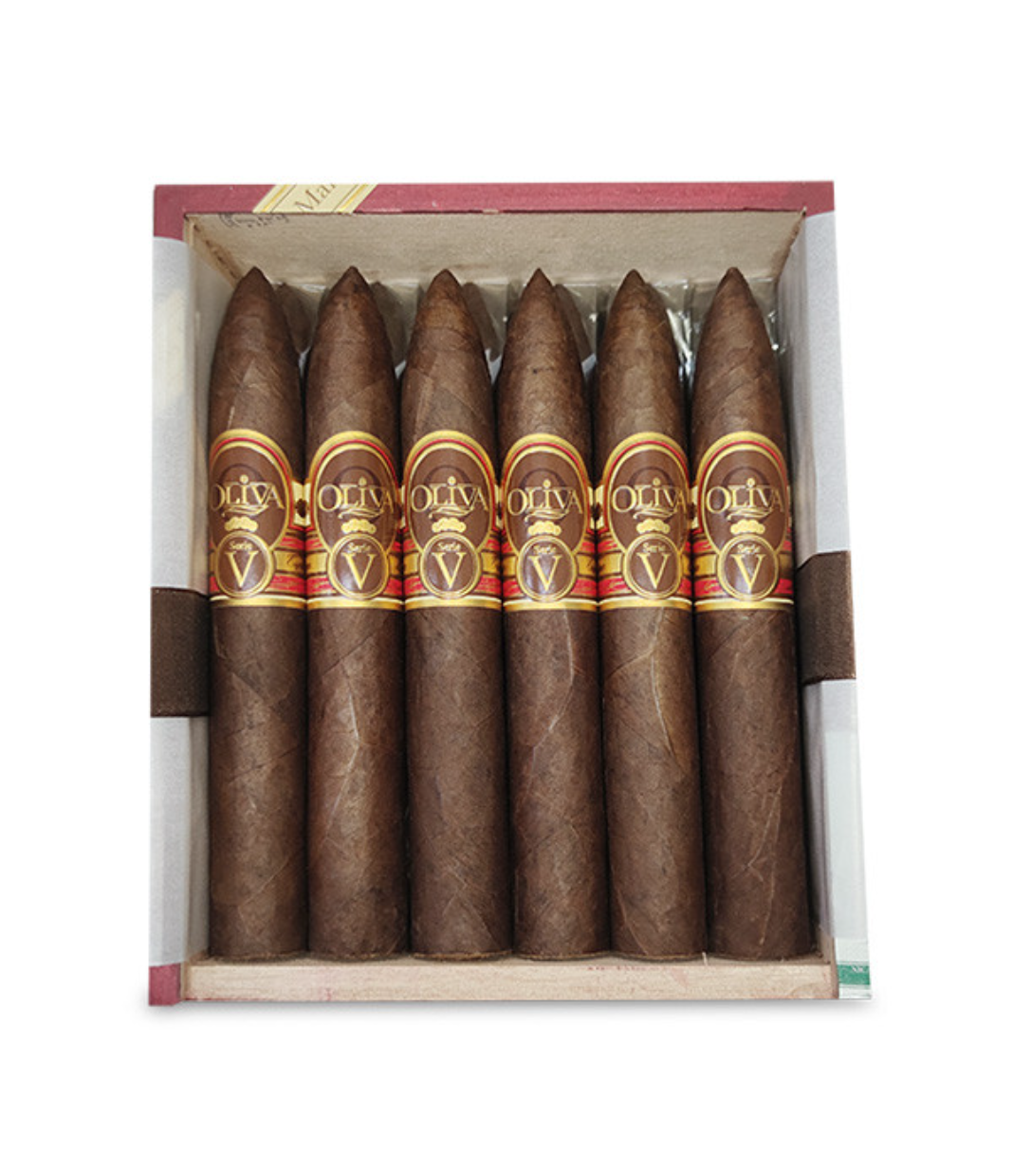 Oliva Serie V Torpedo Cigar Box of 24 close-up from AuCigars, premium Cuban cigar