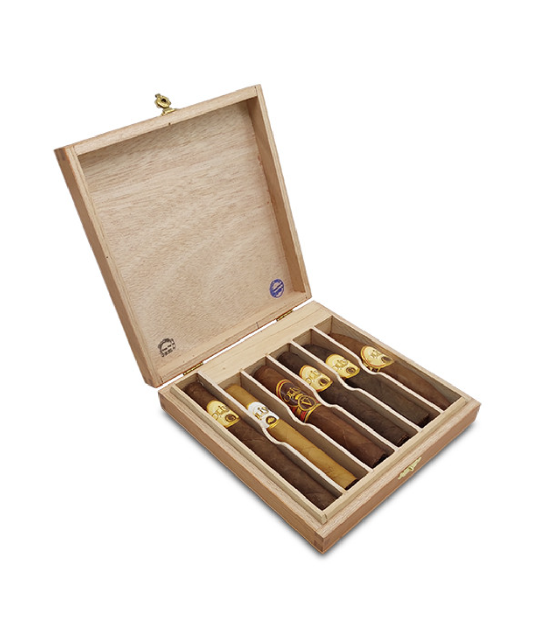 Oliva Variety Sampler Cigar Box of 6 close-up from AuCigars, premium Cuban cigar