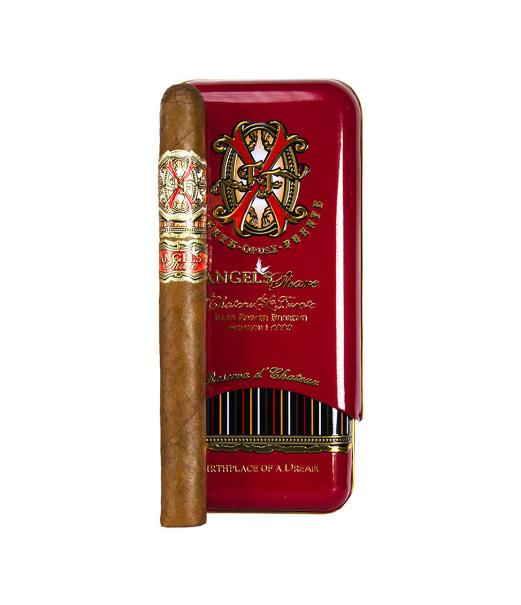 Opus X Angel's Share Reserva D'Chateau Cigar Box of 3 close-up from AuCigars, premium Cuban cigar