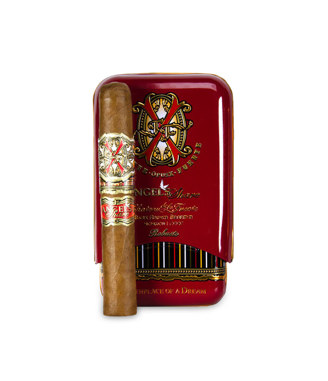 Opus X Angel's Share Robusto Cigar Box of 3 close-up from AuCigars, premium Cuban cigar