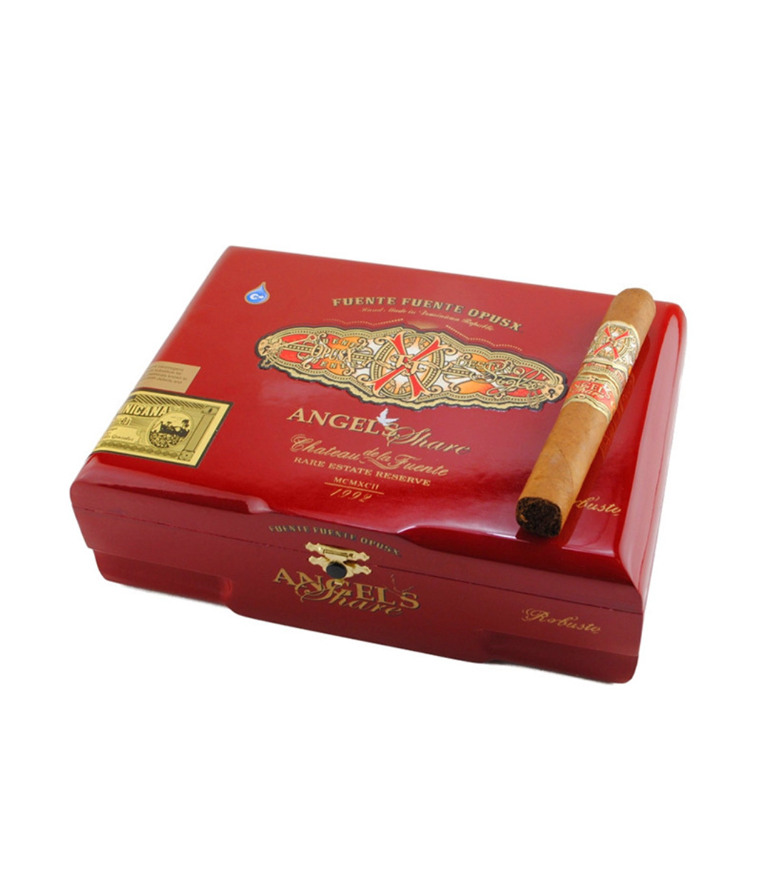 Opus X Angel's Share Robusto Cigar Box View 2 from AuCigars, premium Cuban cigar