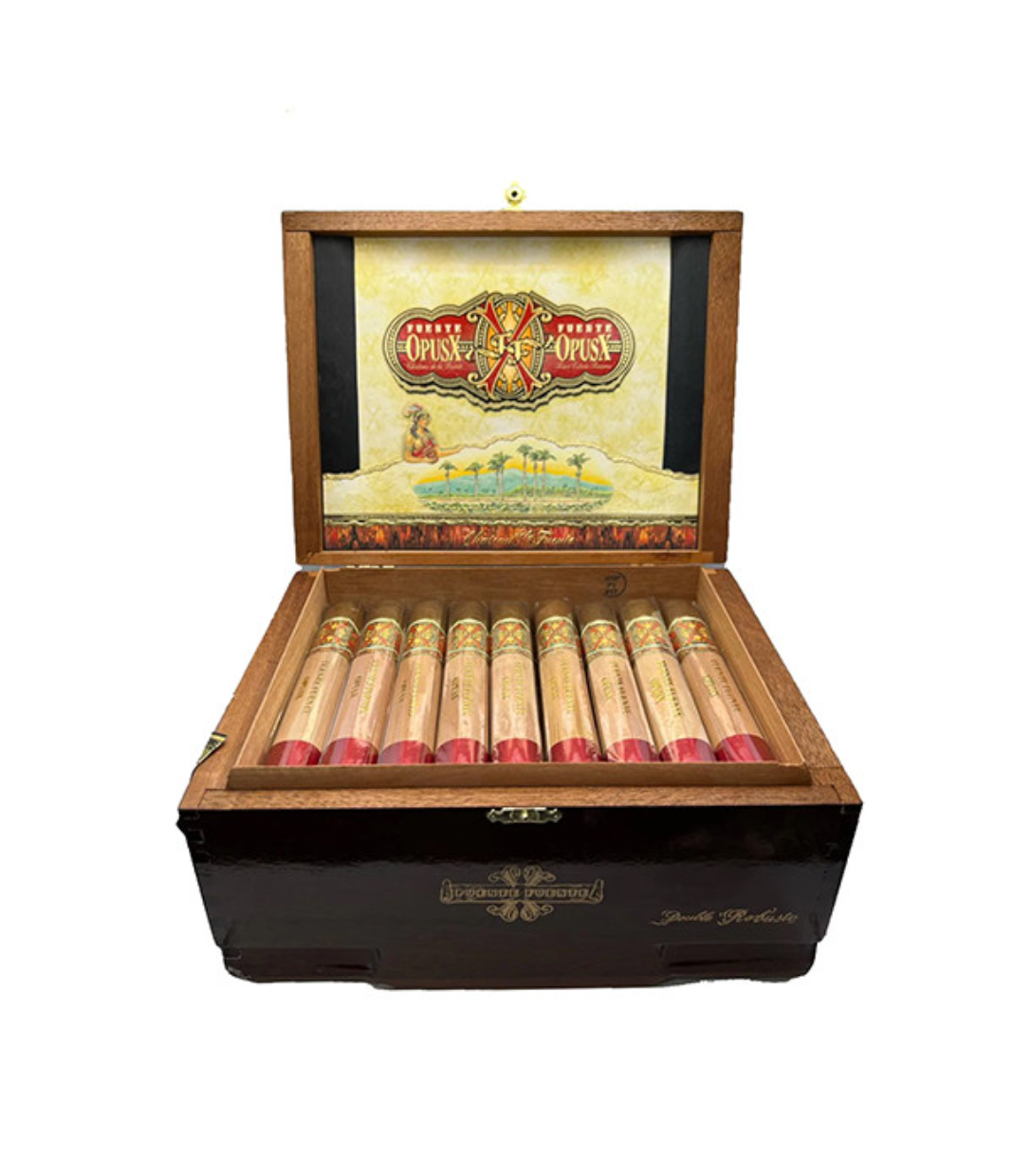 Opus X Double Robusto Cigar Box of 42 close-up from AuCigars, premium Cuban cigar