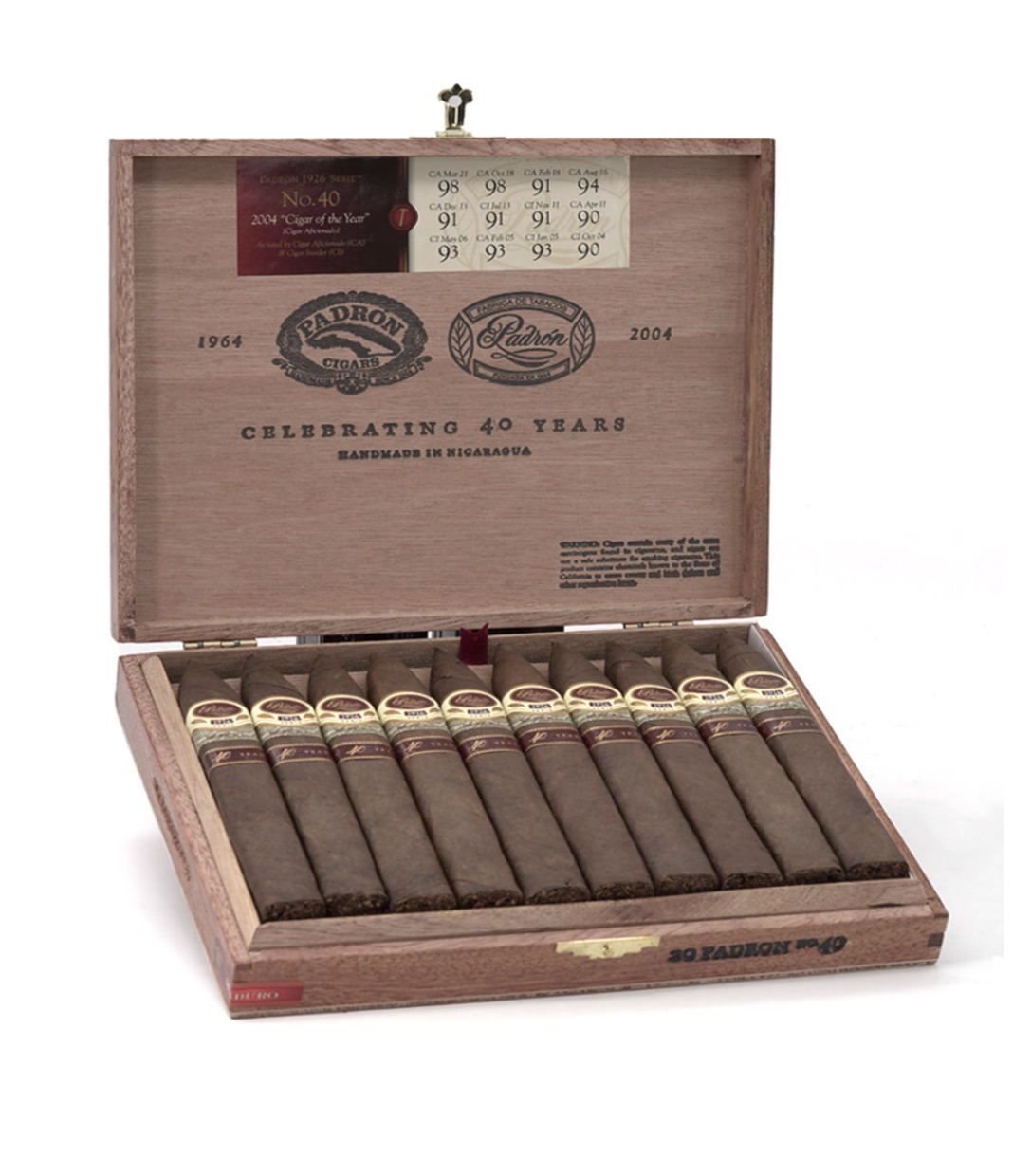 Padron 1926 Serie 40th Anniversary Maduro Cigar Box of 20 close-up from AuCigars, premium Cuban cigar
