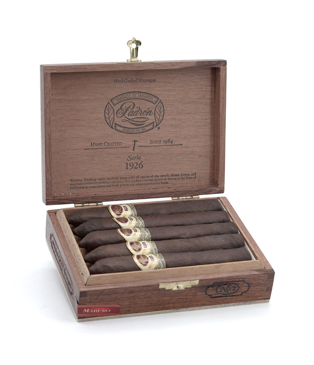 Padron 1926 Serie No. 2 Belicoso Maduro Cigar Box of 10 close-up from AuCigars, premium Cuban cigar