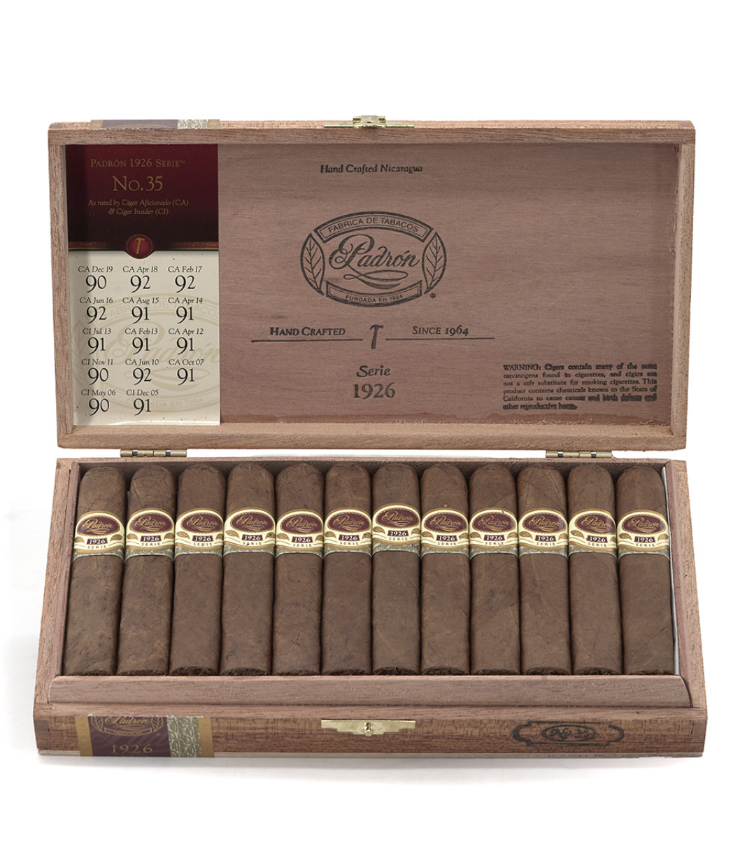 Padron 1926 Serie No. 35 Cigar Box of 24 close-up from AuCigars, premium Cuban cigar
