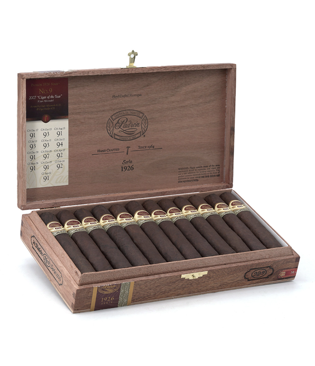 Padron 1926 Serie No. 9 Maduro Cigar Box of 24 close-up from AuCigars, premium Cuban cigar