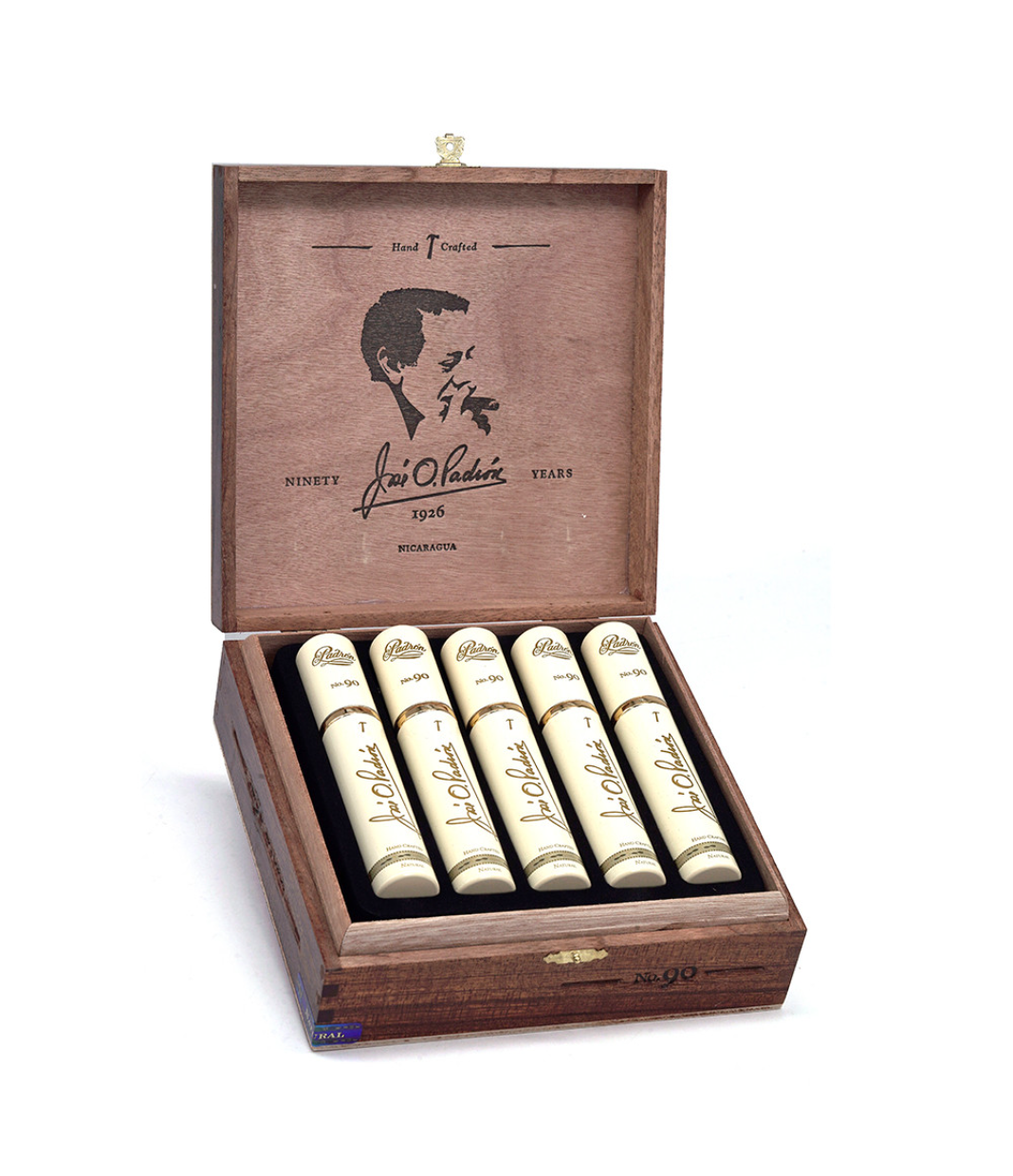 Padron 1926 Serie No. 90 Tubos Cigar Box of 10 close-up from AuCigars, premium Cuban cigar